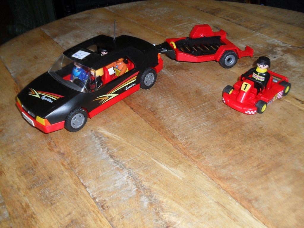 Playmobil race auto met go kart set no 70, Ophalen of Verzenden, Zo goed als nieuw, Los playmobil