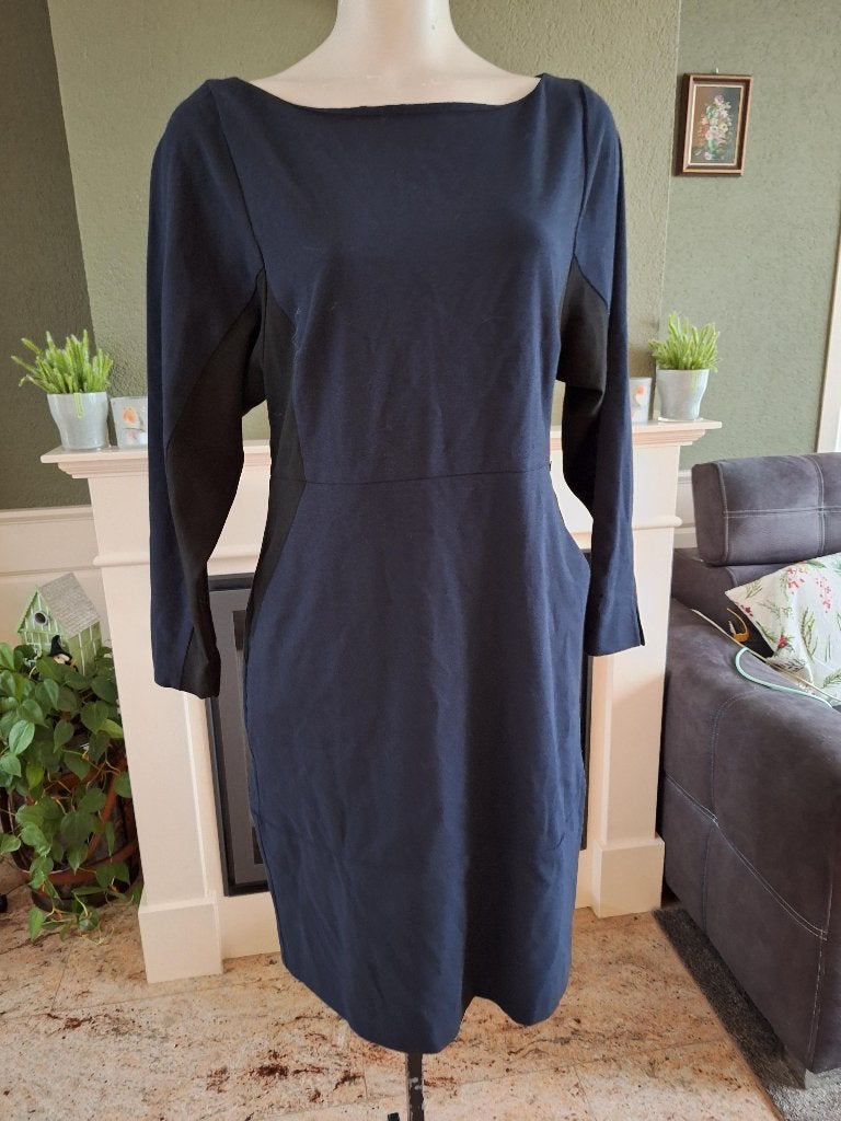 Didi blauw zwarte jurk M 38 40, Kleding | Dames, Jurken, Maat 38/40 (M), Didi, Zo goed als nieuw, Knielengte