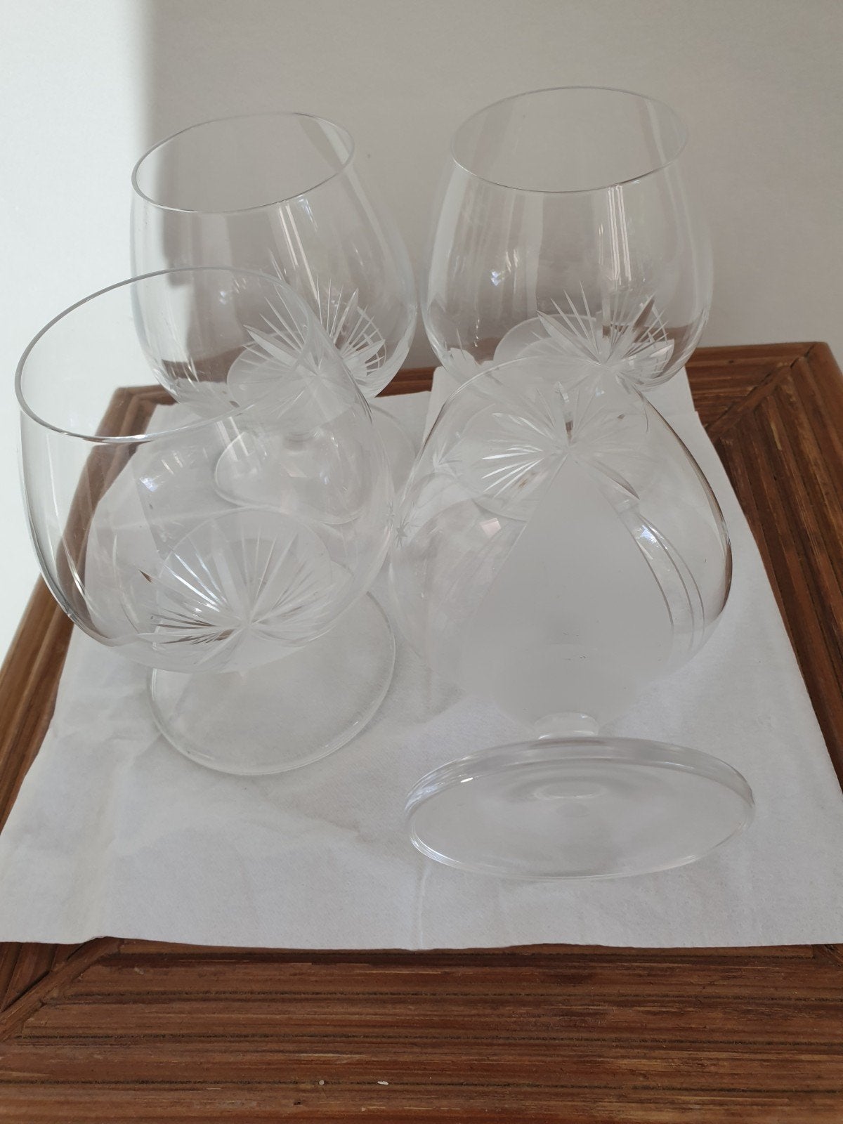 4 Vintage cognac glazen met geslepen ster, Ophalen of Verzenden