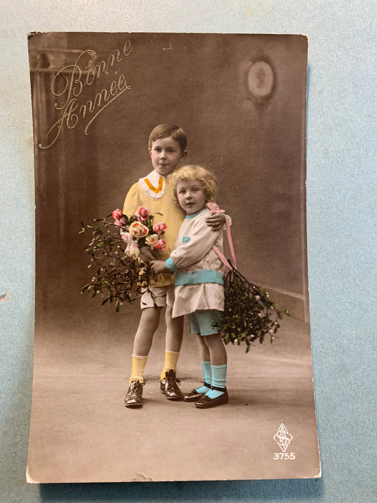 30-12-1916 Jongen en meisje met maretak, Ophalen of Verzenden, Voor 1920, Gelopen, Feest(dag)
