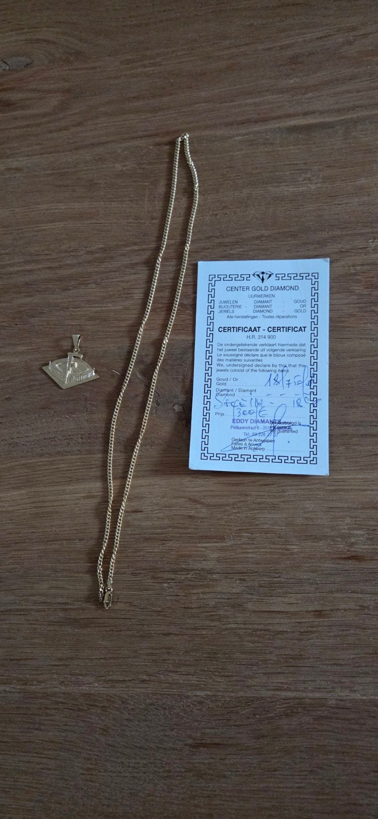 Gouden Kuip met F hanger en ketting 60cm,origineel Feyenoord, Ophalen