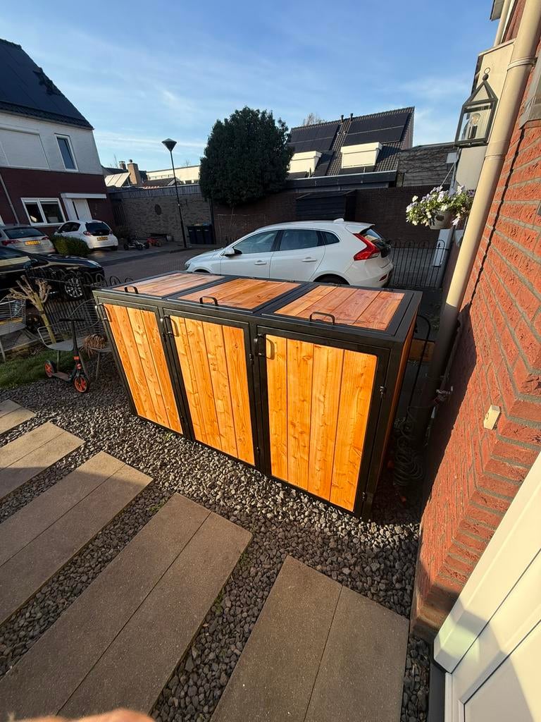 kliko ombouw voor 3 containers – strak design | €995,-, Ophalen, Zo goed als nieuw, Hout, Containerberging