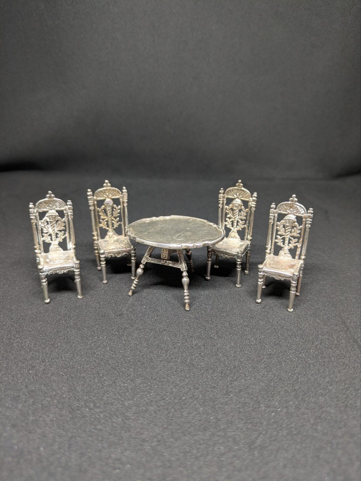 Zilveren klaptafel met antieke stoelen, Verzenden, Zilver