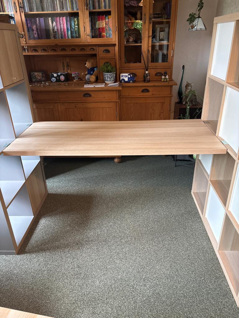 IKEA LAGKAPTEN bureau blad 140x60cm voor KALLAX kasten, Ophalen, Overige typen, Gebruikt, In hoogte verstelbaar