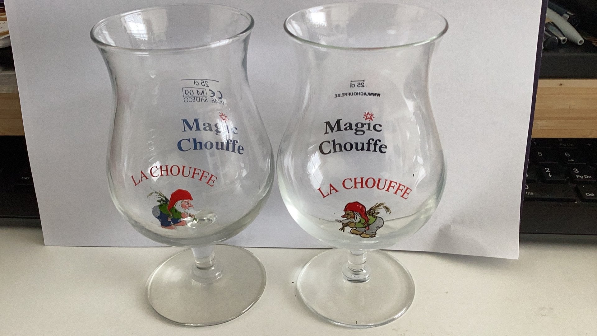 Set Magic Chouffe Bierglazen, Verzamelen, Biermerken, Zo goed als nieuw, Glas of Glazen, Duvel, Ophalen of Verzenden