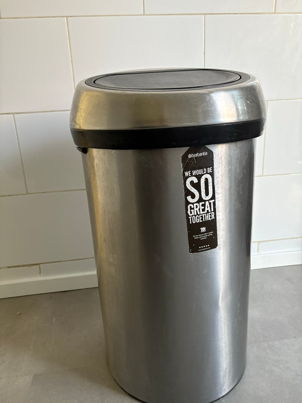 Brabantia prullenbak, RVS, 60 liter, Gebruikt, 40 liter of meer, Ophalen of Verzenden, Rvs