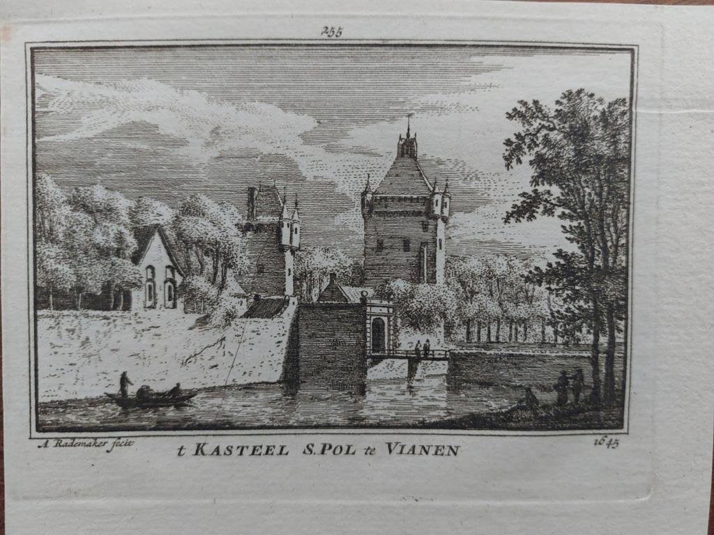 255 / Kasteel S. Pol te Vianen Gravure A. Rademaker, Ophalen of Verzenden