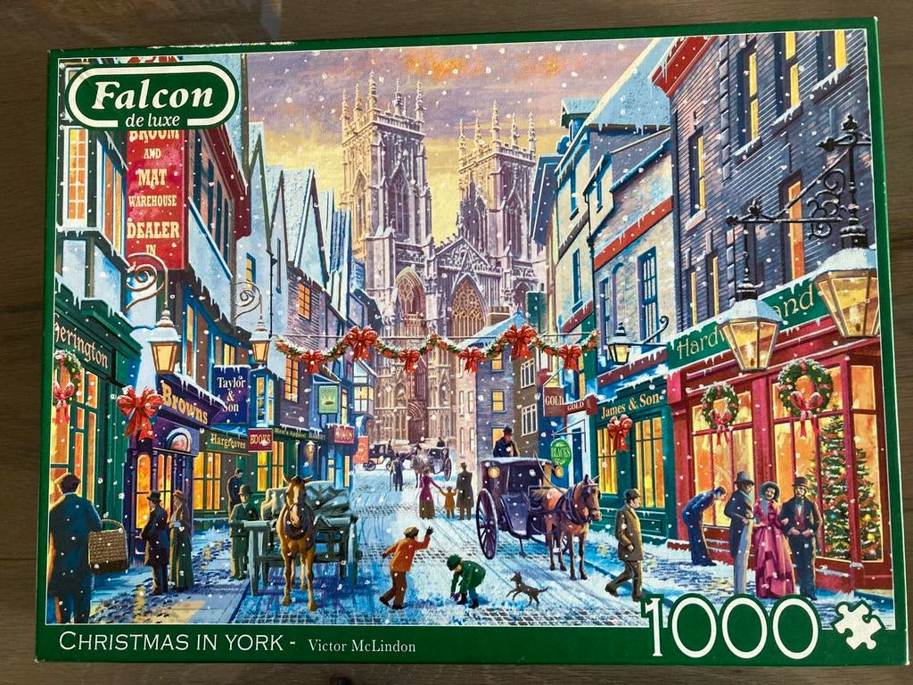 Falcon puzzel Christmas in York 1000 stukjes, Ophalen of Verzenden, 500 t/m 1500 stukjes, Gebruikt