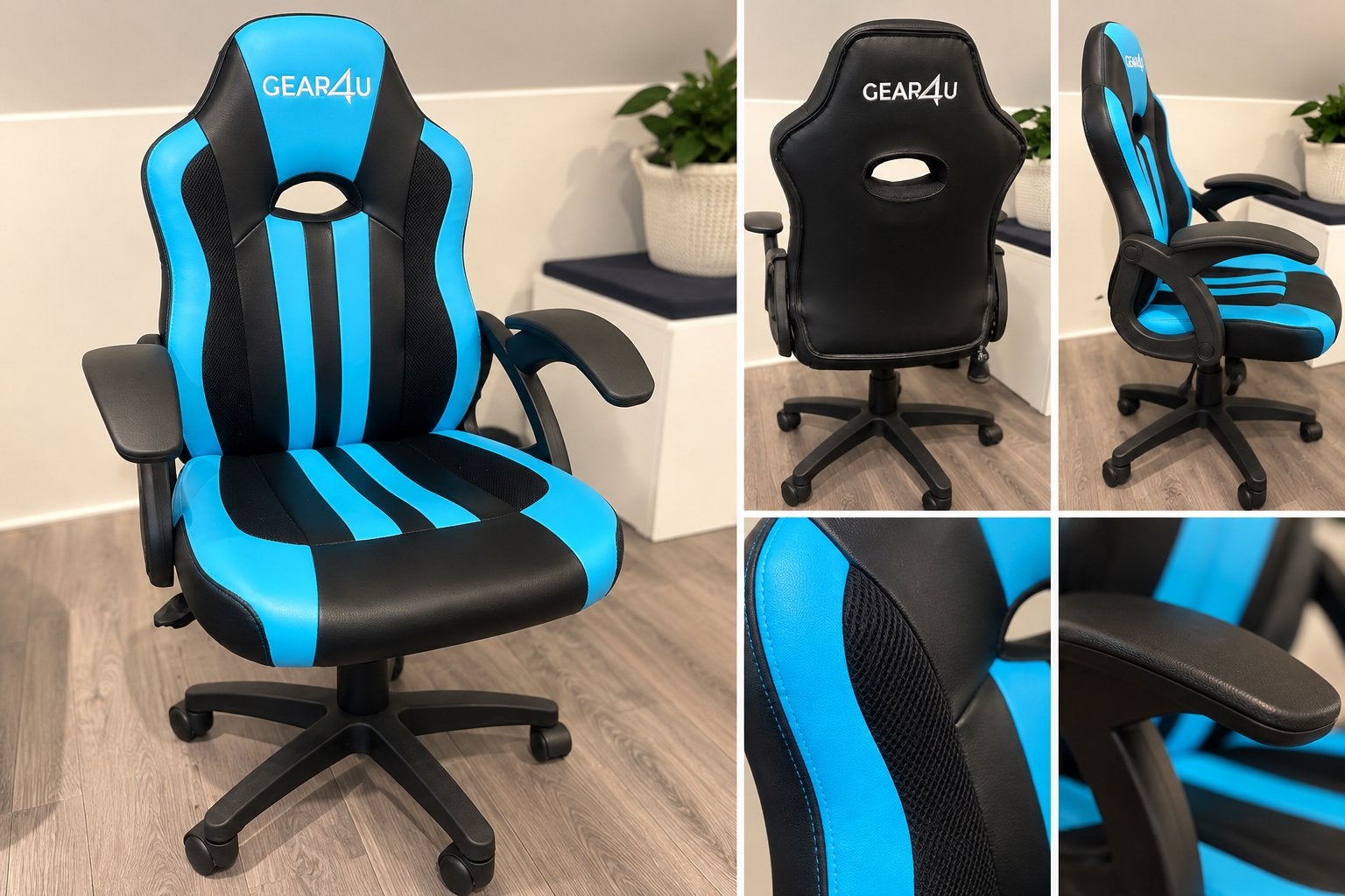 Gear4U Gamingstoel/bureaustoel – Zwart/Blauw, Ophalen, Zo goed als nieuw, Blauw