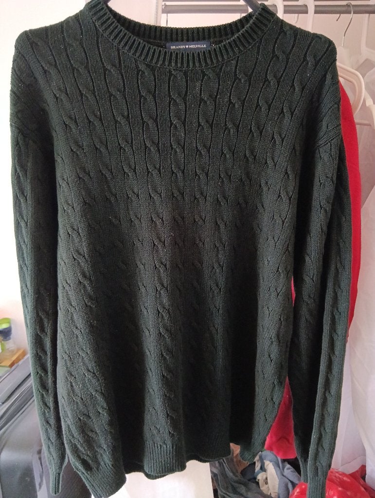 Brandy Melville Groene Kabeltrui, Maat 52/54 (L), Brandy Melville, Ophalen of Verzenden, Zo goed als nieuw