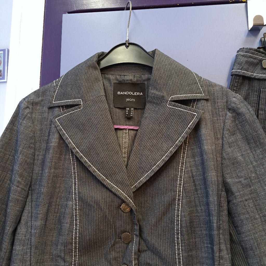 Bandolera jeans rok pak : Blazer + rok donkerblauw 40 42755, Maat 38/40 (M), Bandolera, Kostuum of Pak, Blauw