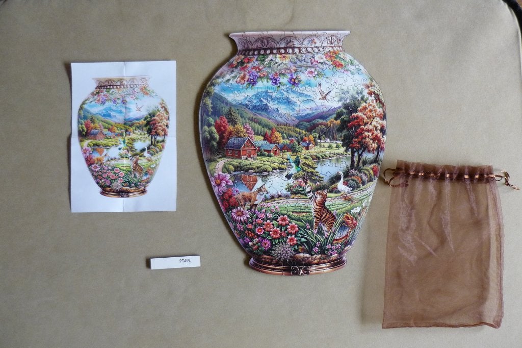 Houten puzzel '' VAAS '' + Poster 215 stukjes., Ophalen, Minder dan 500 stukjes, Zo goed als nieuw, Legpuzzel