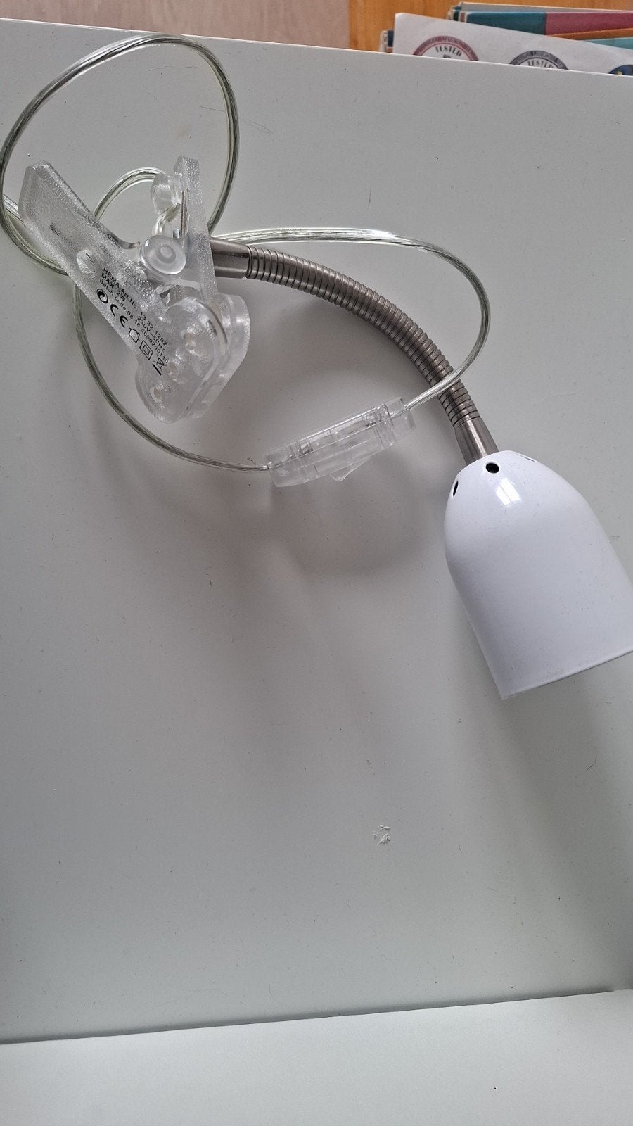 Flexibele leeslamp met klem - Wit, Ophalen of Verzenden, Gebruikt