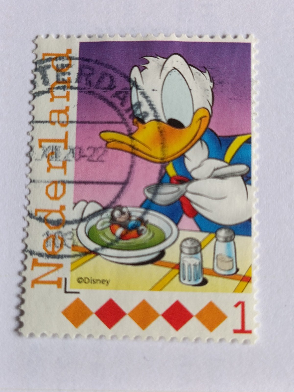 Donald Duck persoonlijke postzegel - Nederland, Ophalen of Verzenden, Donald Duck, Gebruikt, Papier, Kaart of Schrift
