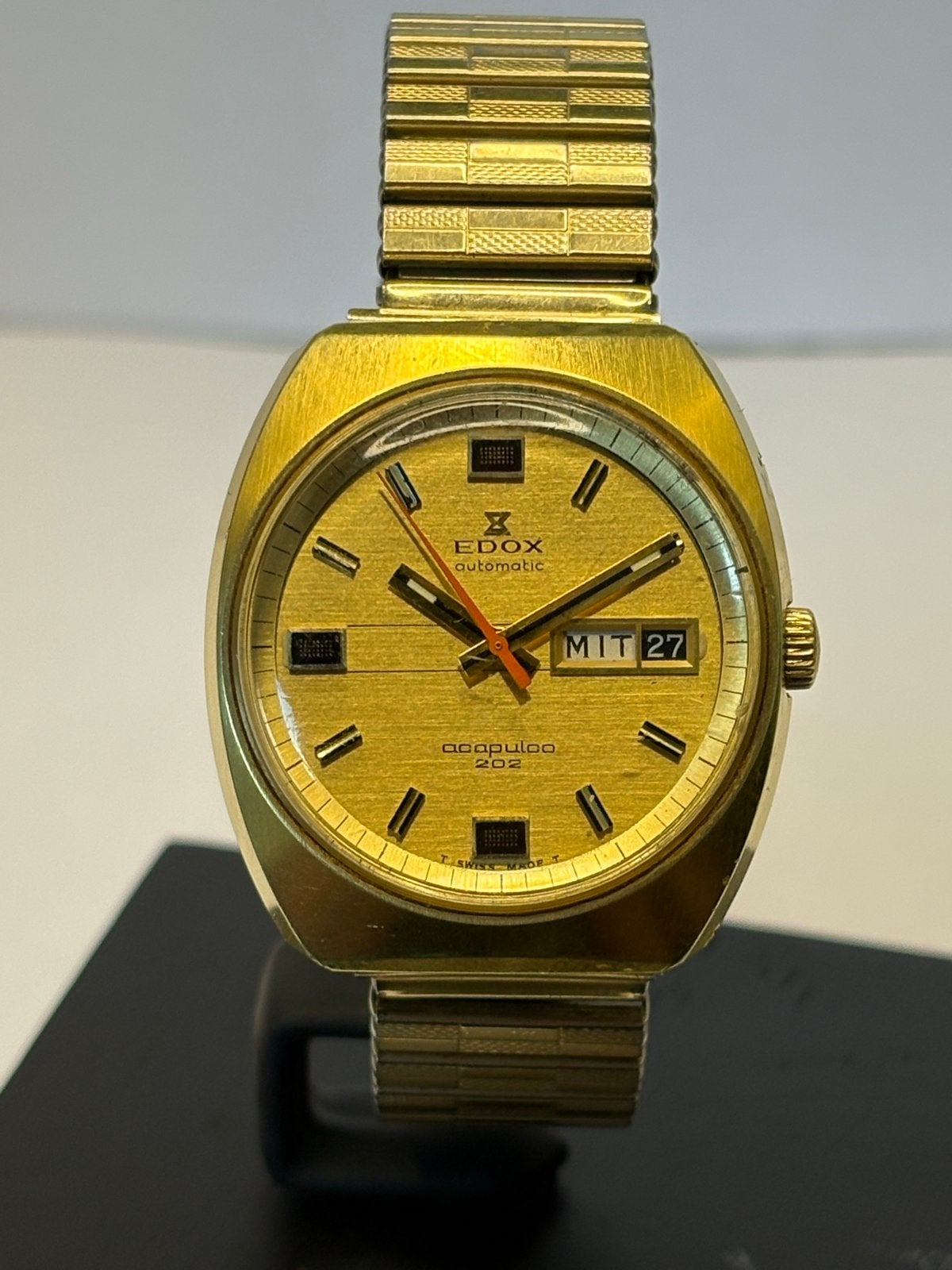 Vintage Edox Automatic Acapulco 202 Verguld Polshorloge, Sieraden, Tassen en Uiterlijk, Horloges | Antiek, Overige merken, Overige materialen
