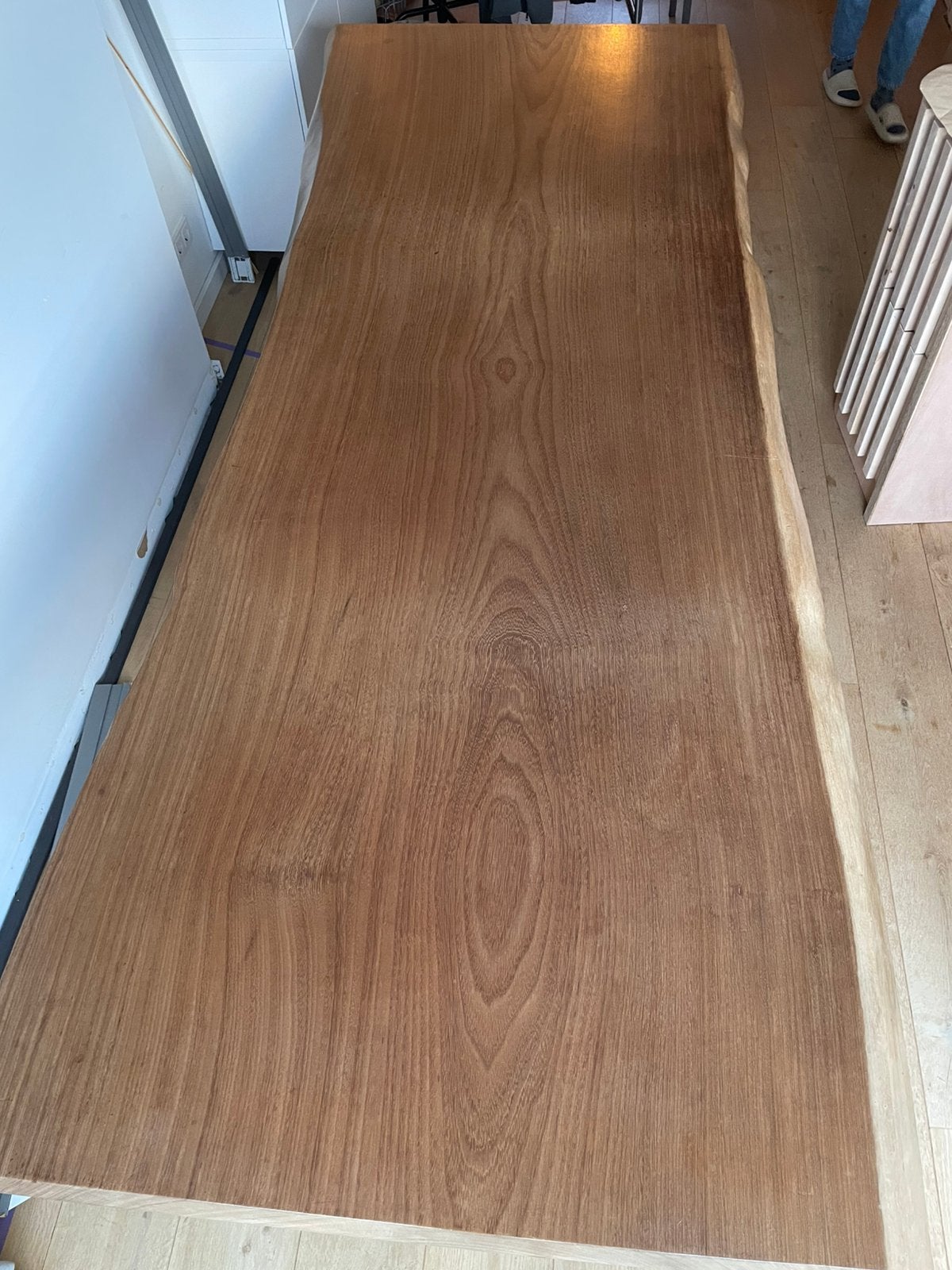 Massief houten schaaldeel boomstam tafel 278 cm x 110 cm, 100 tot 150 cm, Eikenhout, 200 cm of meer, Natuurlijk
