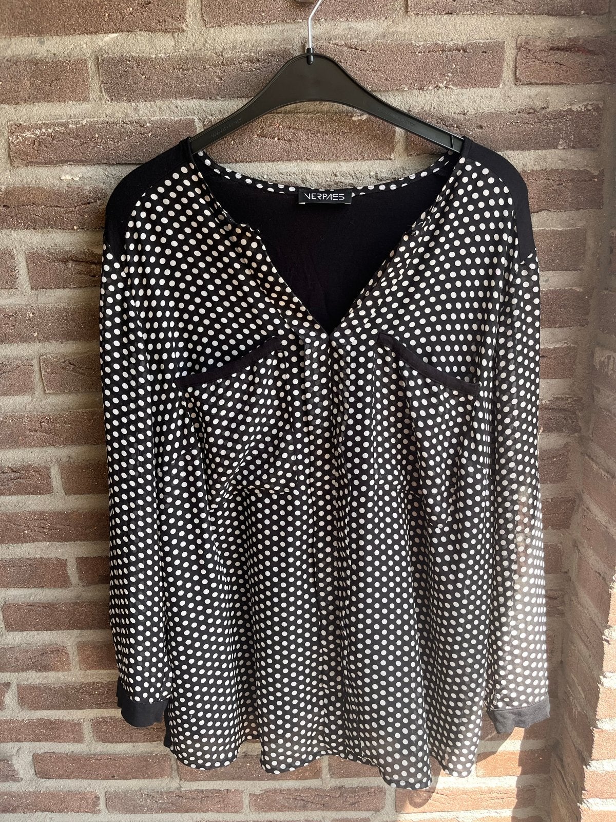 Verpass Blouse Zwart-Wit Polkadot - 46/48, Verzenden, Gedragen, Maat 46/48 (XL) of groter, Zwart