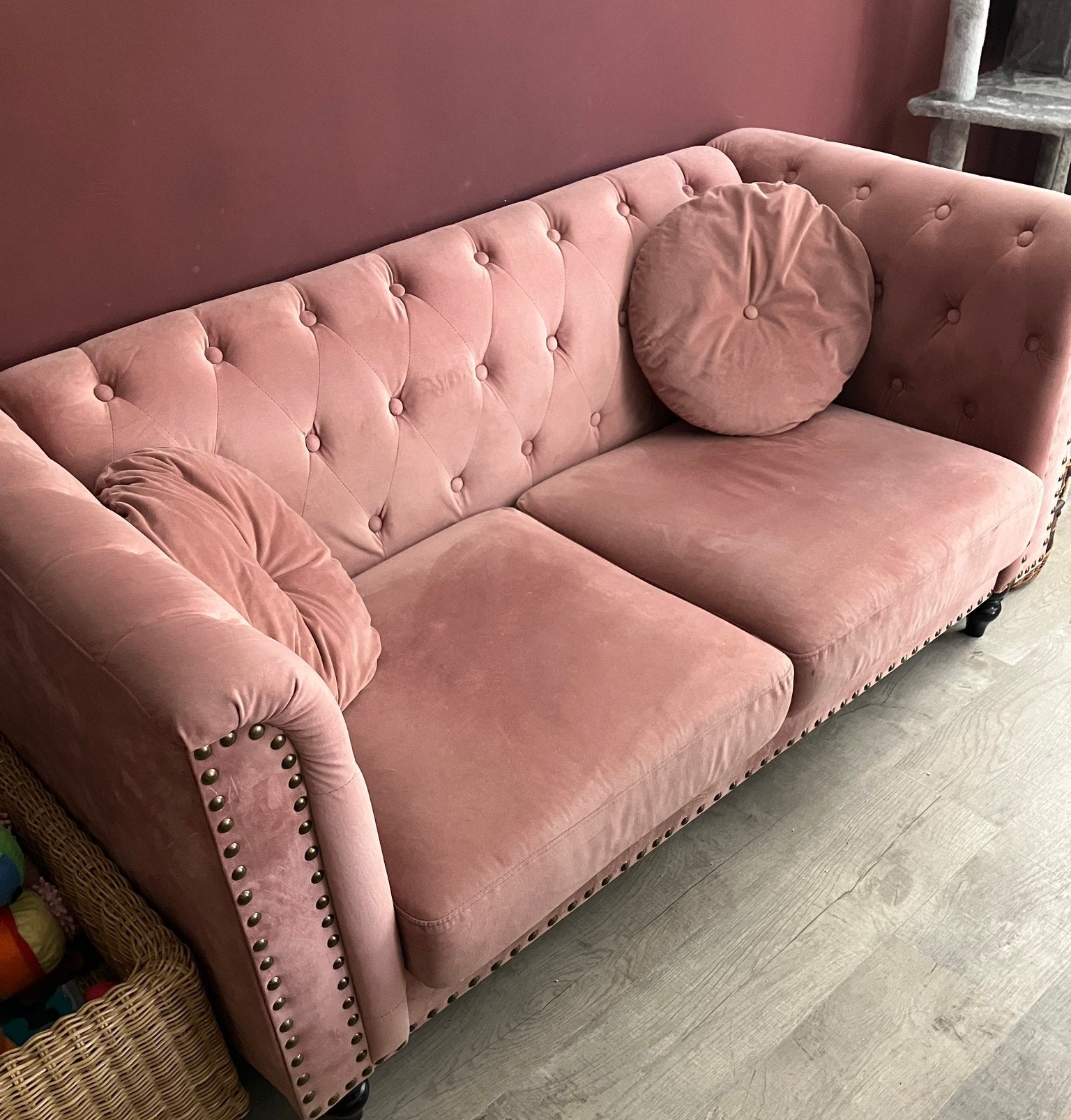 Oud roze bank, Ophalen, Gebruikt, Tweepersoons, 75 tot 100 cm