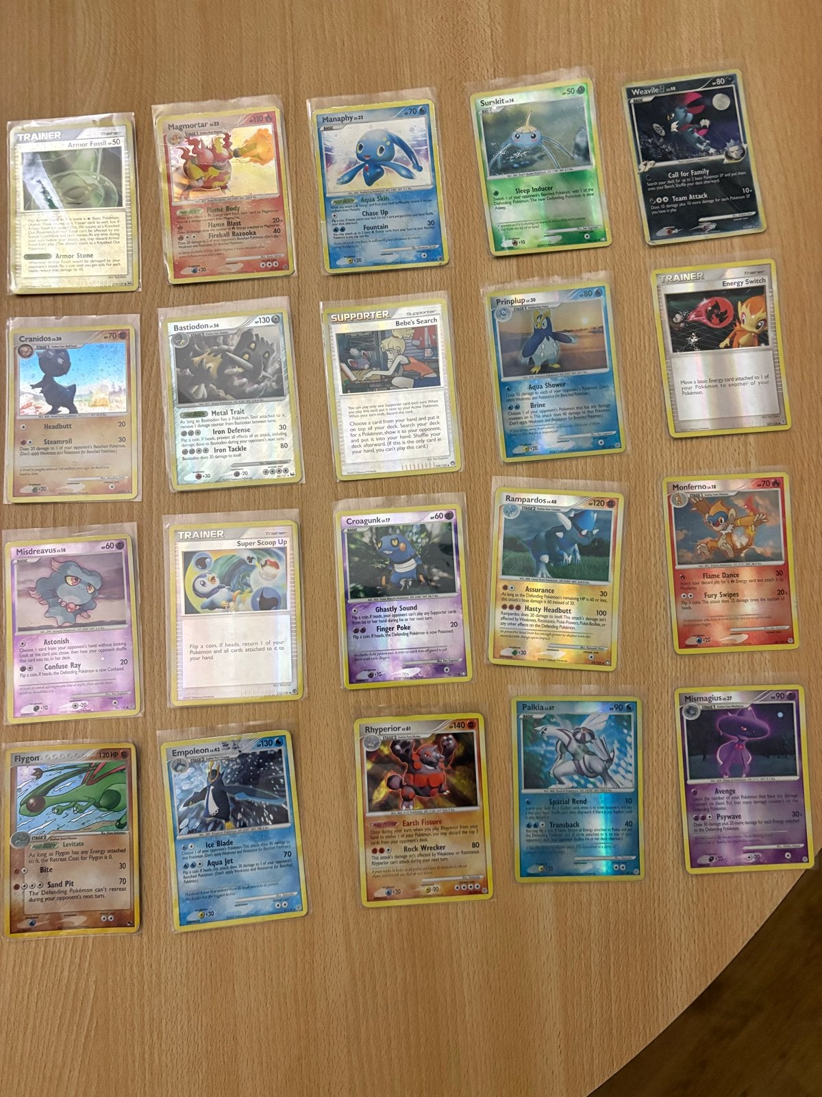 Pokémon Holo/Reverse Holo Lot D&P/Platinum 20x, Ophalen of Verzenden, Gebruikt, Meerdere kaarten, Foil