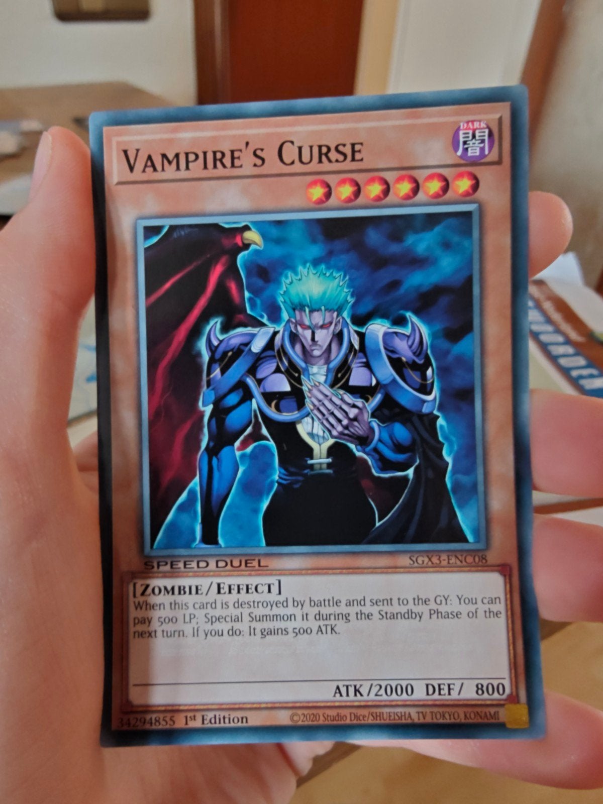 Yu-Gi-Oh! Vampire's Curse (SGX3-ENC08) 1st Edition, Ophalen of Verzenden, Zo goed als nieuw, Losse kaart