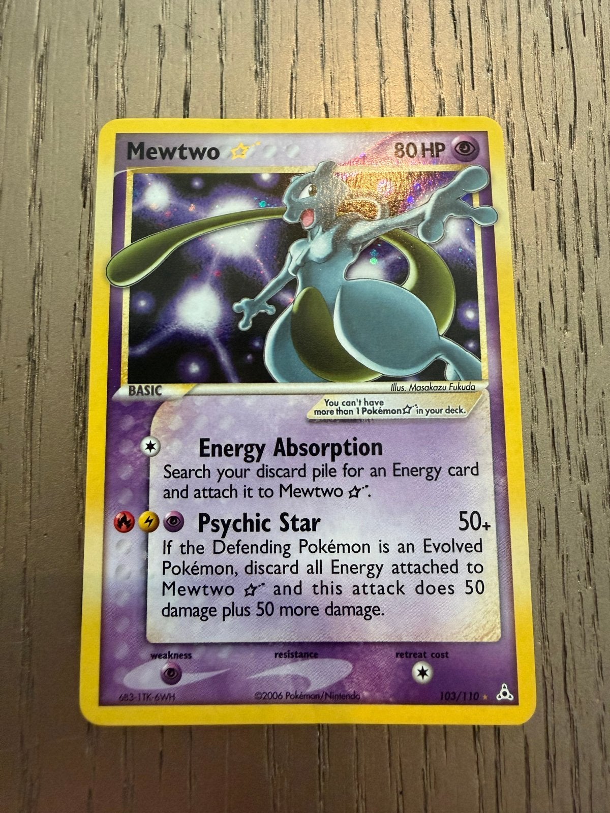 Mewtwo Goldstar Pokémon kaart, Ophalen of Verzenden, Gebruikt, Losse kaart