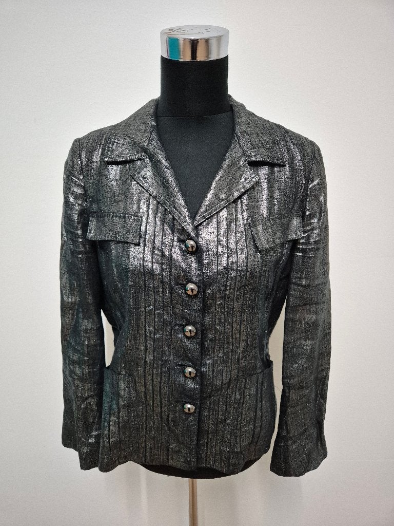 Jas69 - Zilvergrijs met zwart ML Collections jasje maat 40, Ophalen of Verzenden, Zo goed als nieuw, Maat 38/40 (M), Zwart