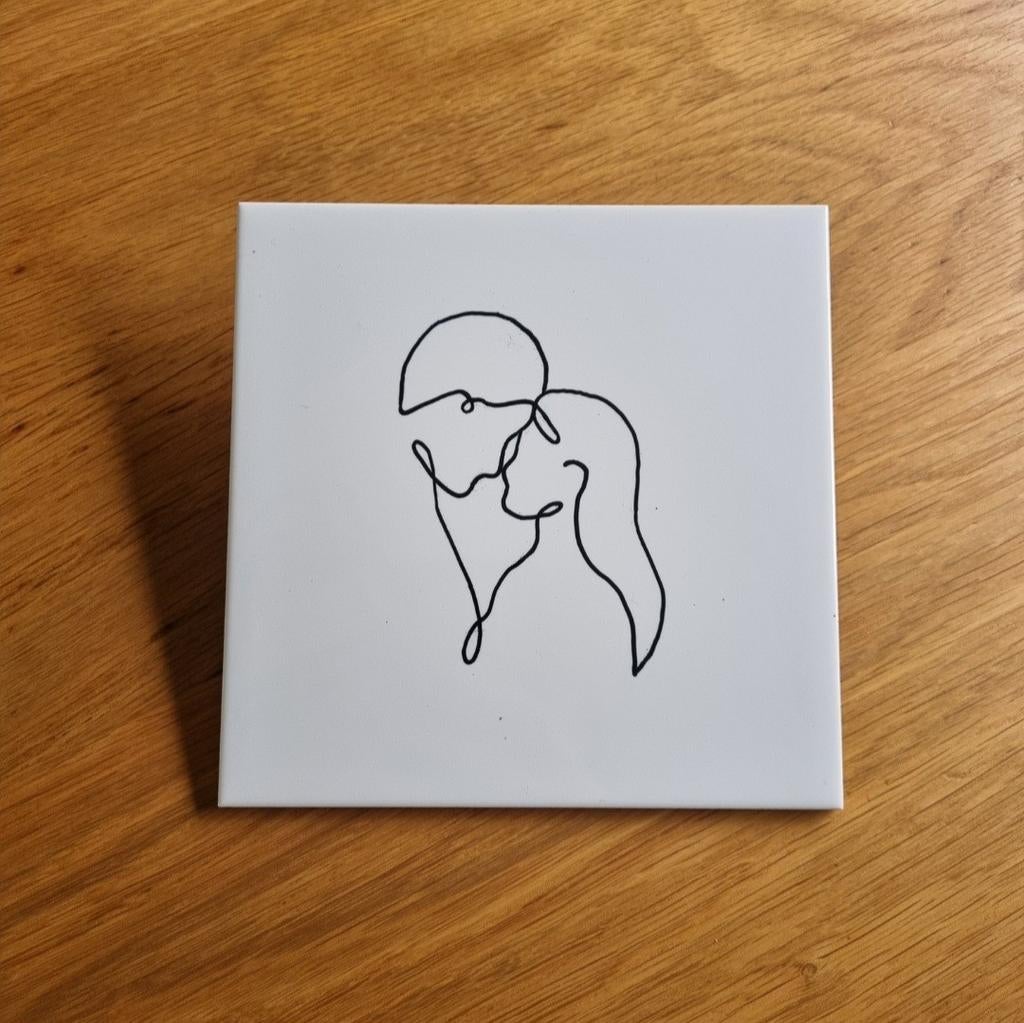 Tegeltje lijntekening lijn tekening man vrouw liefde koppel, Ophalen of Verzenden, Nieuw