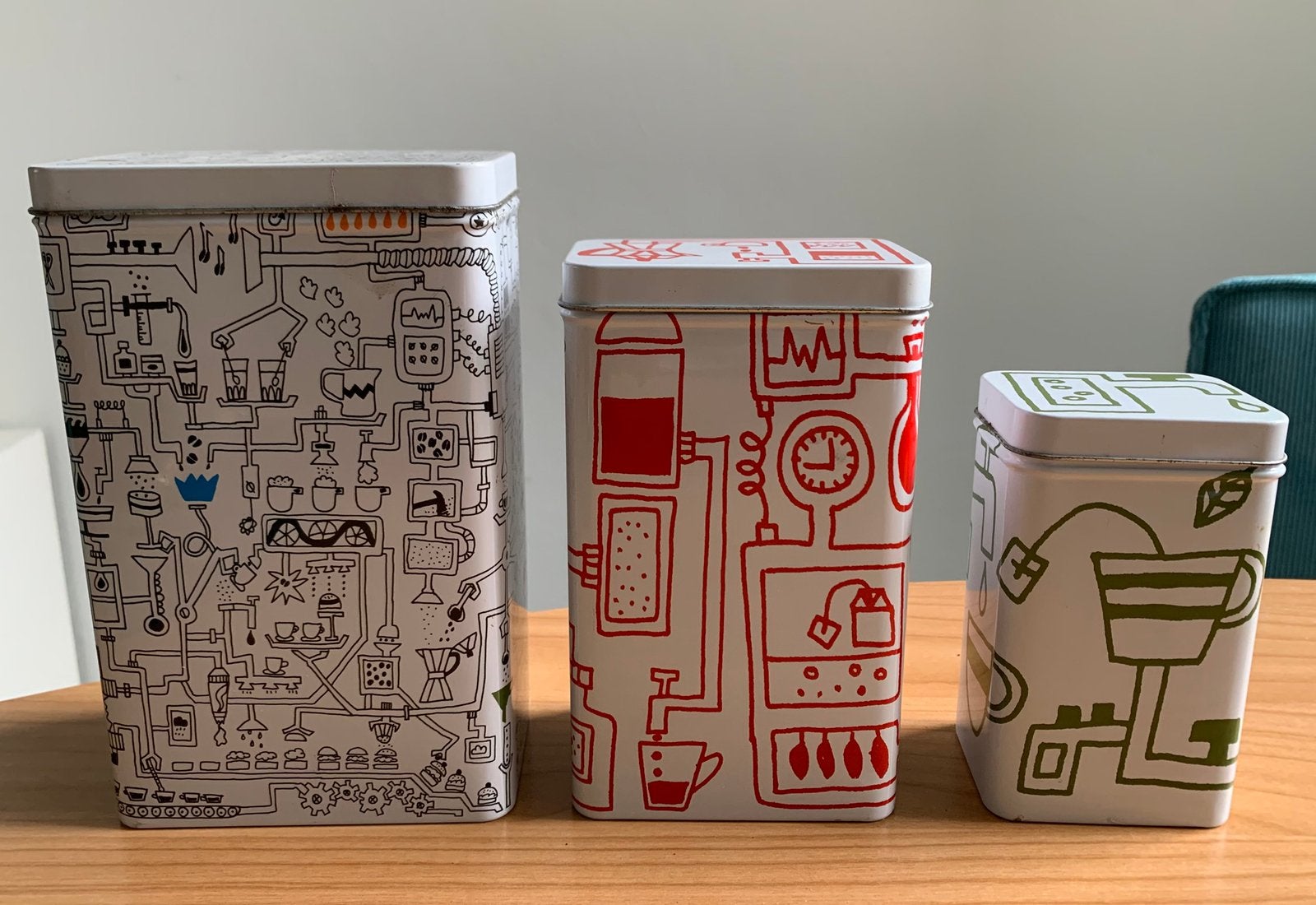 3 Metalen Ikea blikken in retro stijl, IKEA, Nieuw, Ophalen of Verzenden, Voorraadpot