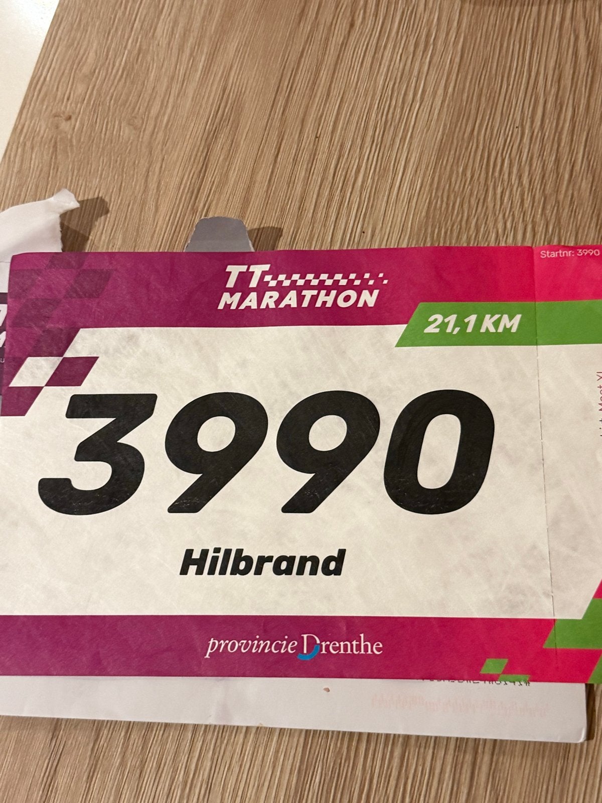 Startbewijs halvemarathon Assen TT run, Eén persoon