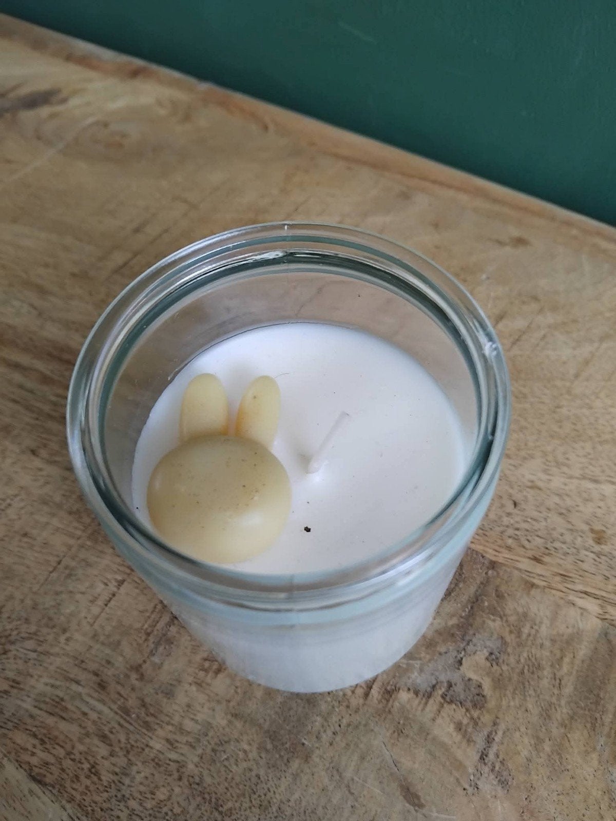 Leuke kaars in glas met konijnenoortjes, Ophalen, Wit, Nieuw, Glas