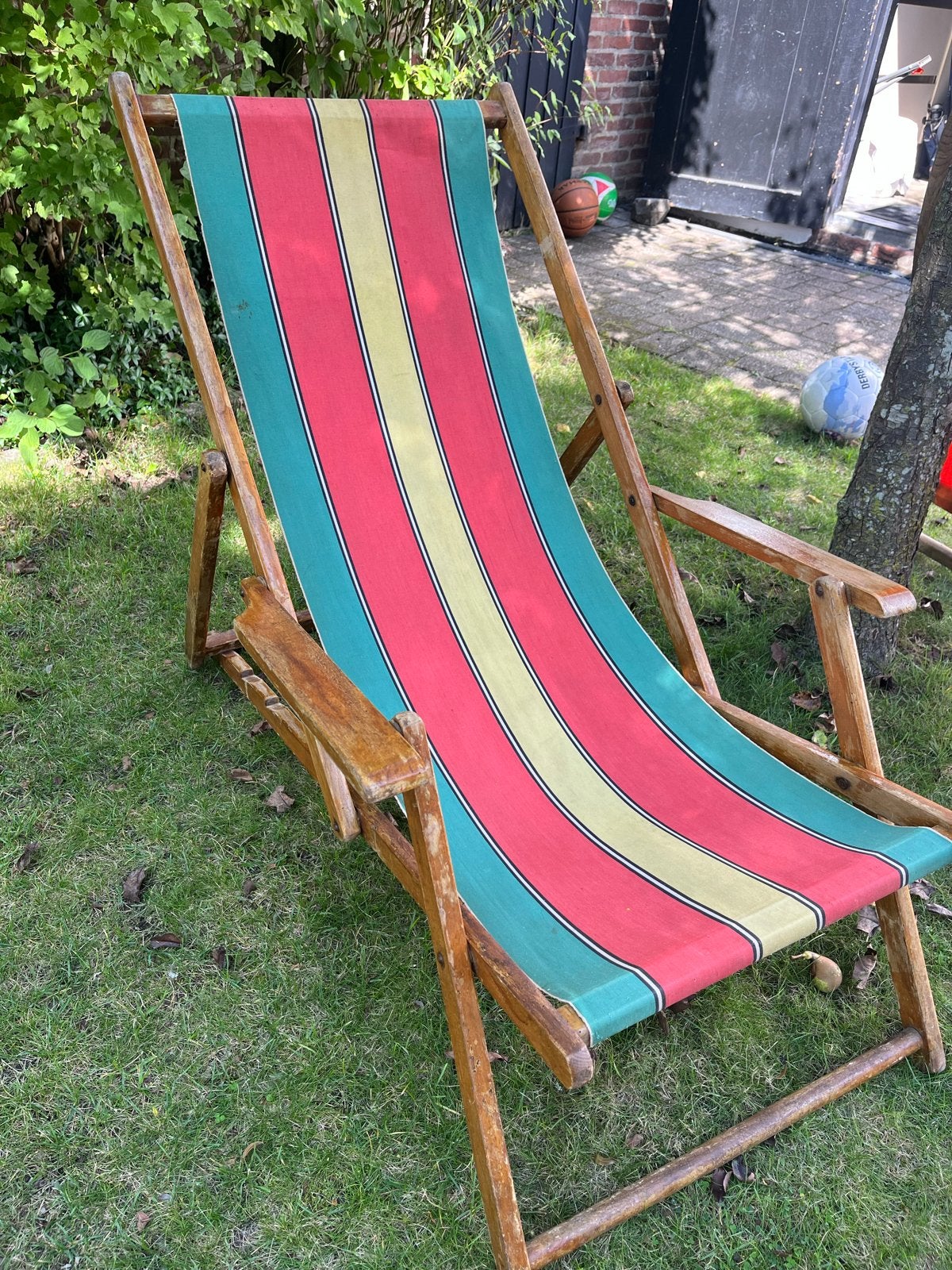 Vintage strandstoel met verwisselbare doeken, Ophalen