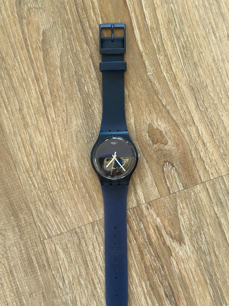Swatch New Gent - Blue Rails, Ophalen of Verzenden, Zo goed als nieuw, Kunststof, Swatch