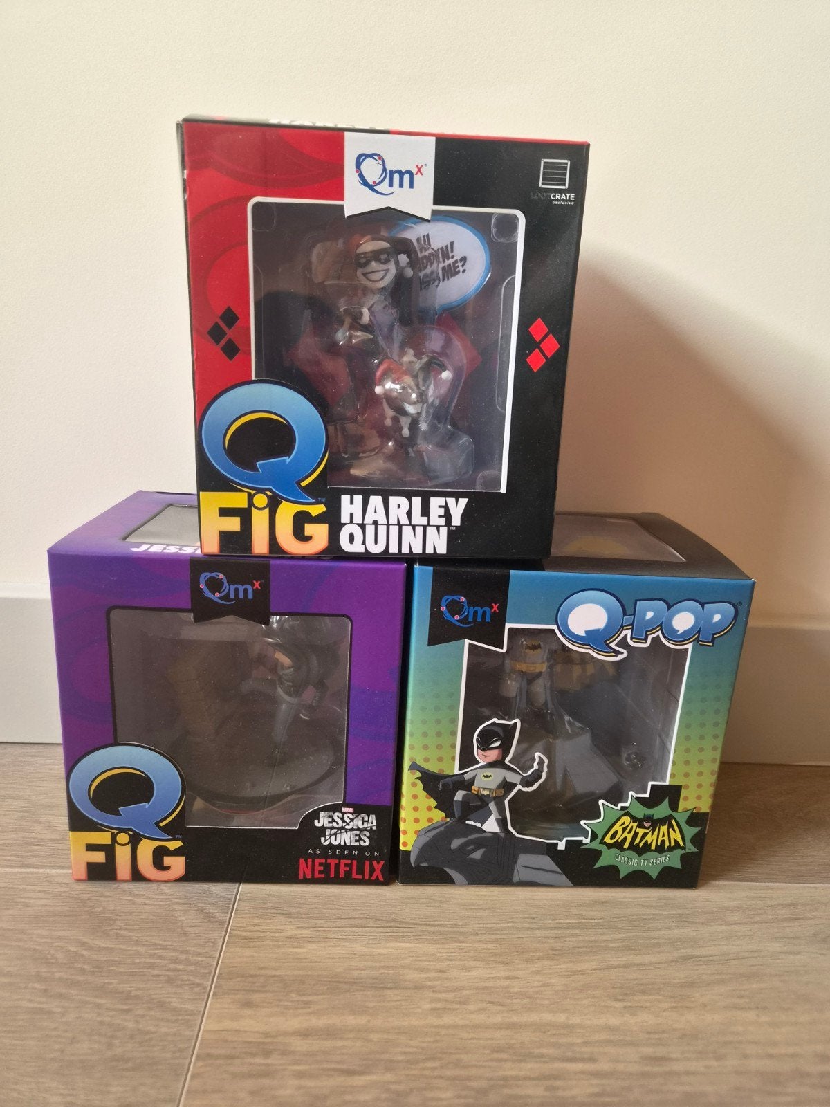 Q-Fig en Q-Pop Figuren: Harley Quinn, Jessica Jones, Batman, Ophalen of Verzenden, Zo goed als nieuw