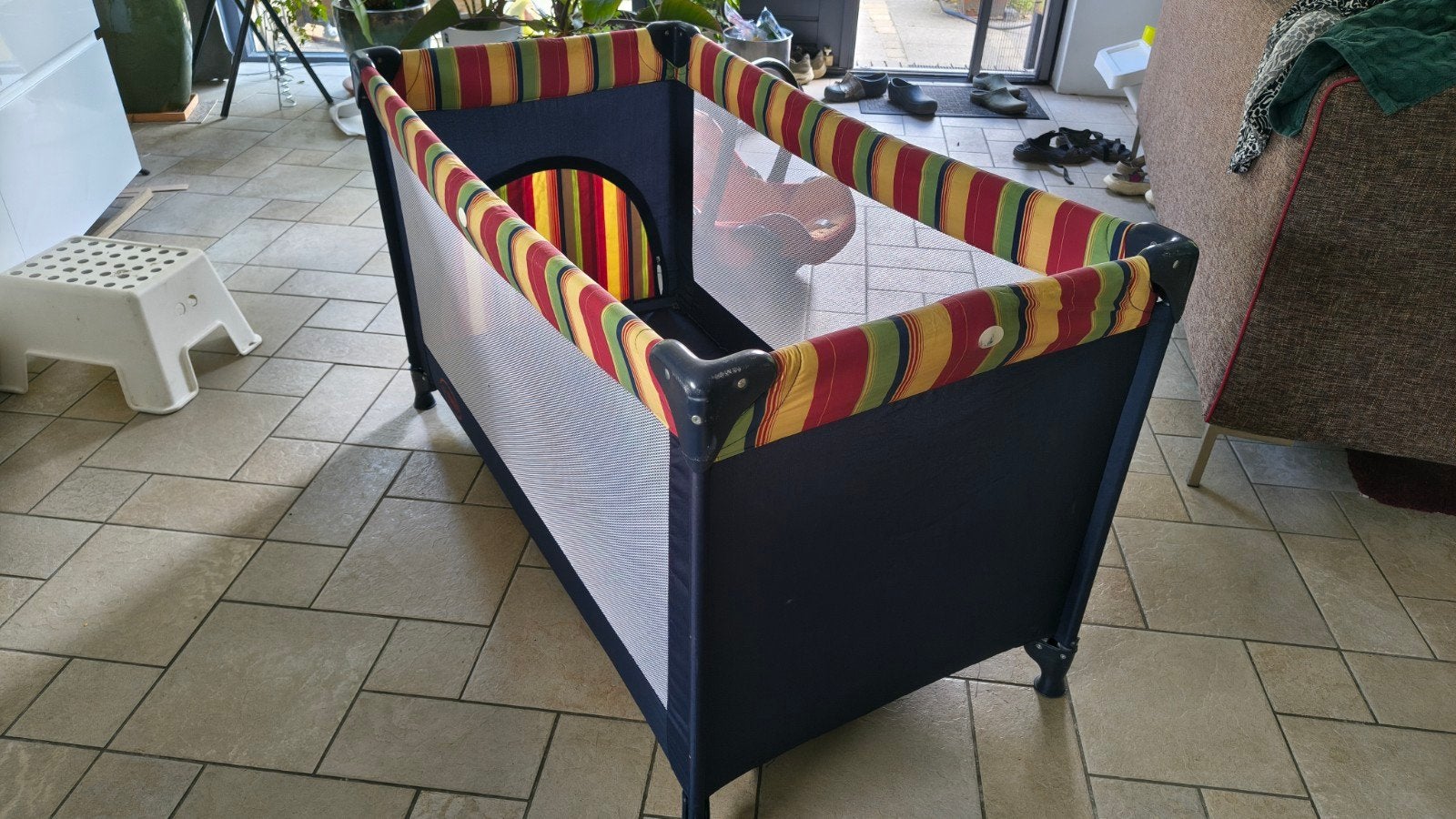 Inklapbaar kinderbedje in goede staat, Ophalen, Gebruikt, 190 cm of minder, Stof
