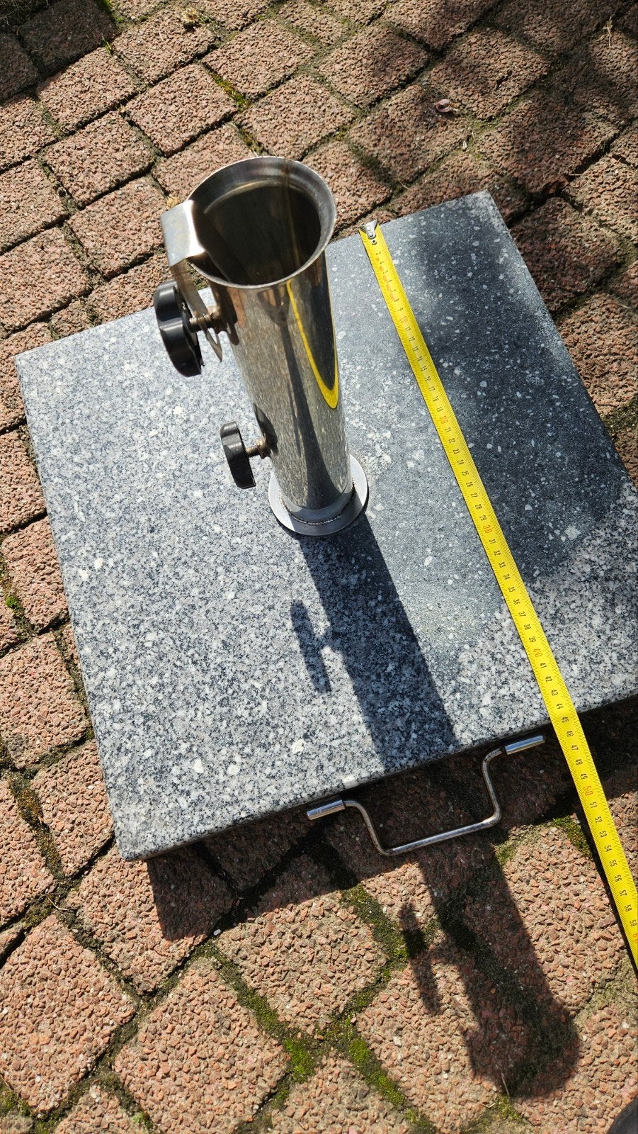 Parasolvoet graniet 45x45cm - bieden/ophalen, Tuin en Terras, Ophalen, Gebruikt, Minder dan 1 meter, Parasolvoet