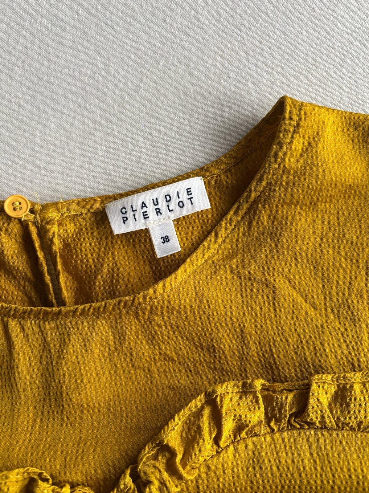 okergele feestelijke top Claudie Pierlot maat 38, Maat 38/40 (M), Geel, Ophalen of Verzenden, Zo goed als nieuw