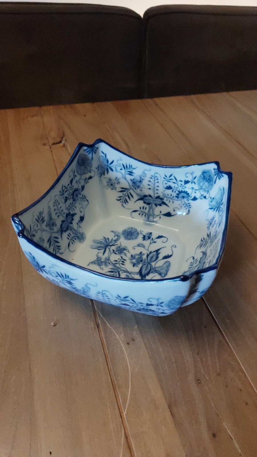 Antieke porseleinen schaal met Delfts blauw decor, Ophalen of Verzenden