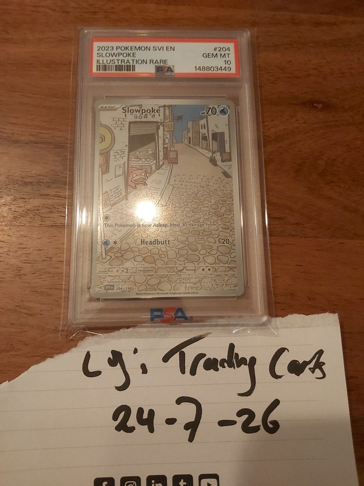 2023 Pokémon SVI EN Slowpoke Illustration Rare PSA 10, Ophalen of Verzenden, Nieuw, Losse kaart
