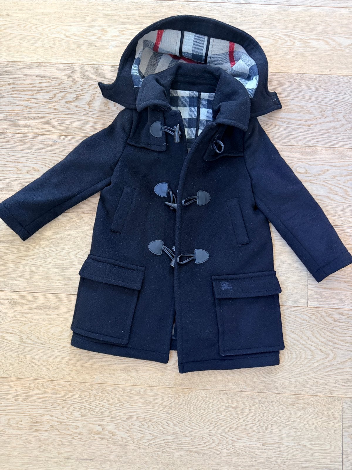 Burberry Duffle Coat voor Kinderen - Zwart met Ruit, Ophalen of Verzenden, Gebruikt, Jongen of Meisje