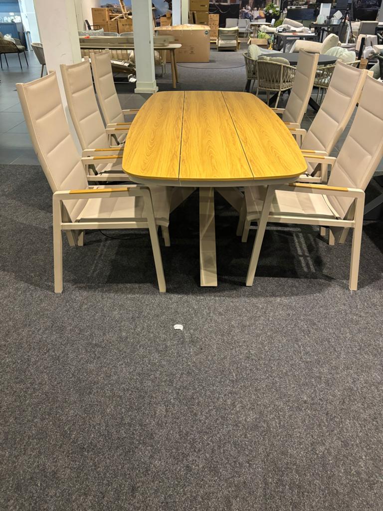 Luxe Tuinset: Aluminium met Polywood Tafel en 6 Stoelen, Eettafel, 6 zitplaatsen, Ophalen of Verzenden, Tuinset