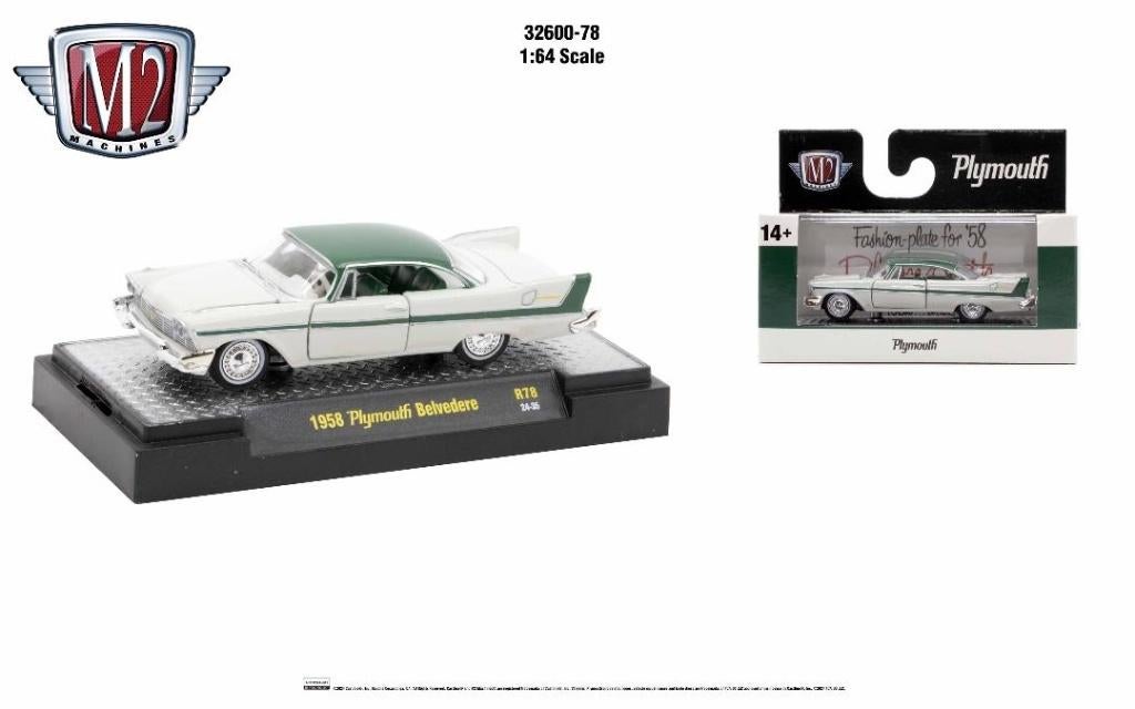 1958 Plymouth Belvedere van M2 1/64 R78, Ophalen of Verzenden, Nieuw, Auto