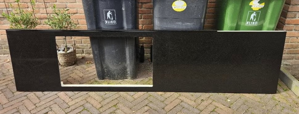 Bijna nieuwe composiet werkblad, Huis en Inrichting, Ophalen, Zwart, Zo goed als nieuw, 200 cm of meer