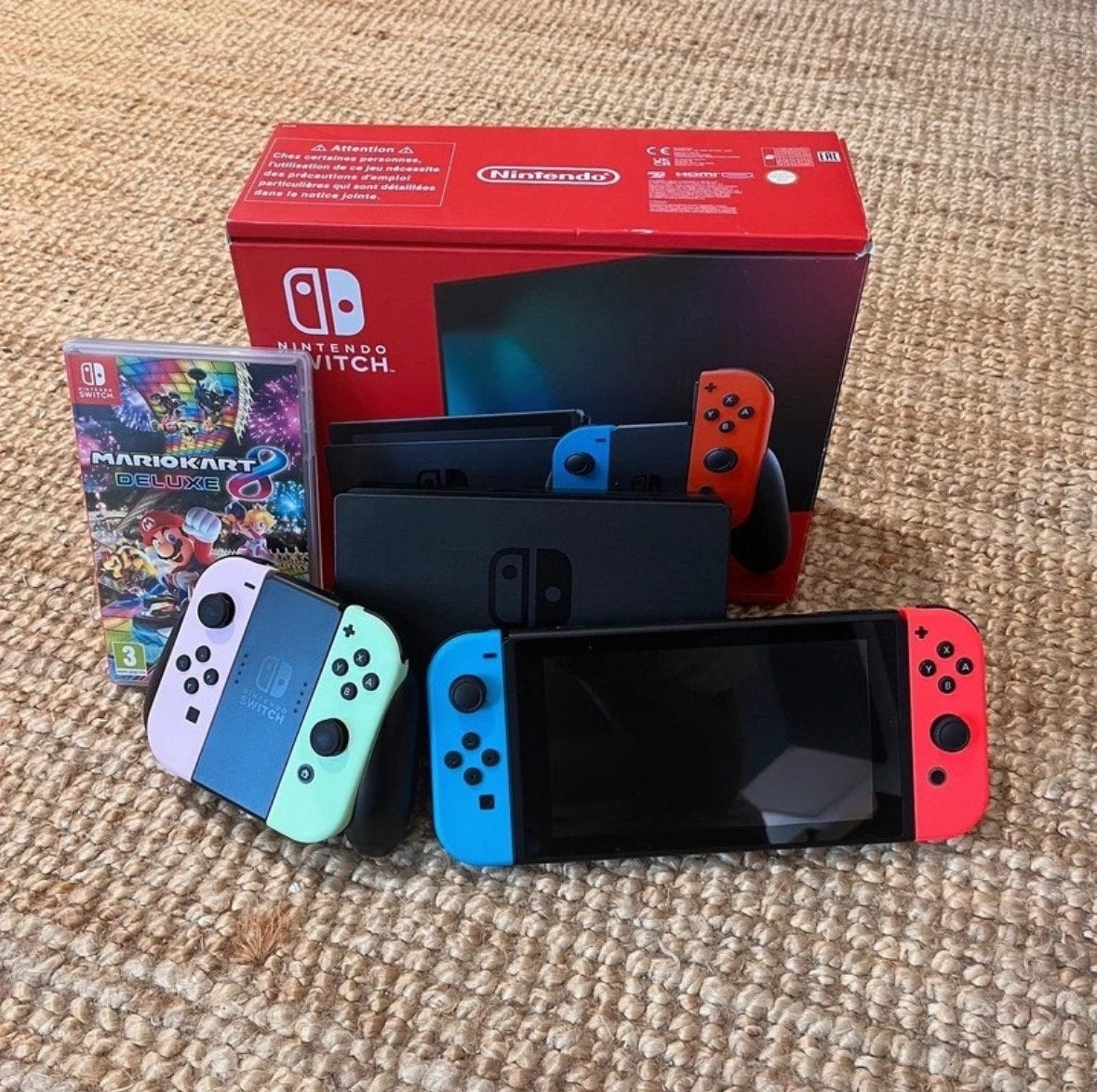 Nintendo Switch met Mario Kart 8 Deluxe en extra controllers, Met games, Nieuw, Ophalen of Verzenden, Switch Original