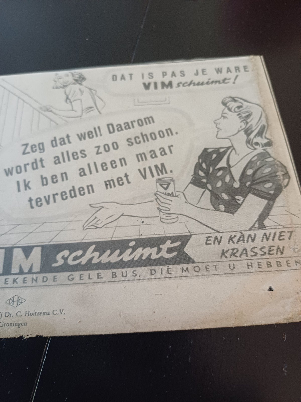 advertentie Vim schuurmiddel 1946, Verzamelen, Ophalen of Verzenden, Zo goed als nieuw, Overige typen