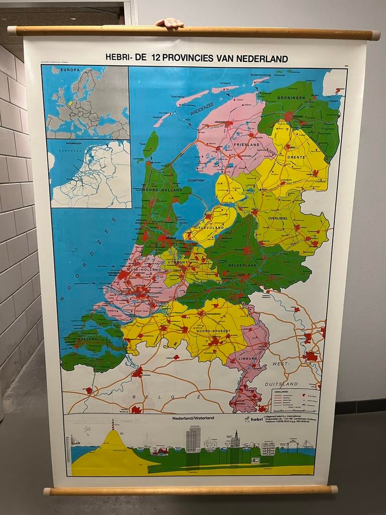 Kaart Nederland, Antiek en Kunst, Antiek | Schoolplaten, Ophalen, Aardrijkskunde
