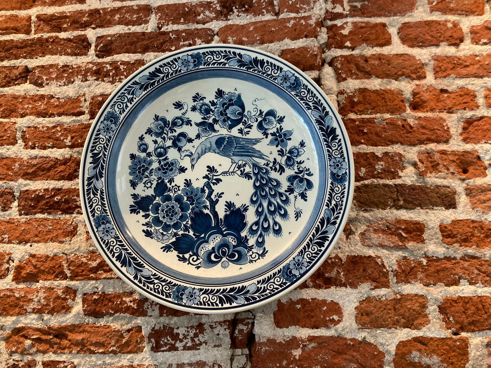 Royal Goedewaagen Delfts Blauw Handwerk Wandbord Pauw, Antiek en Kunst, Ophalen