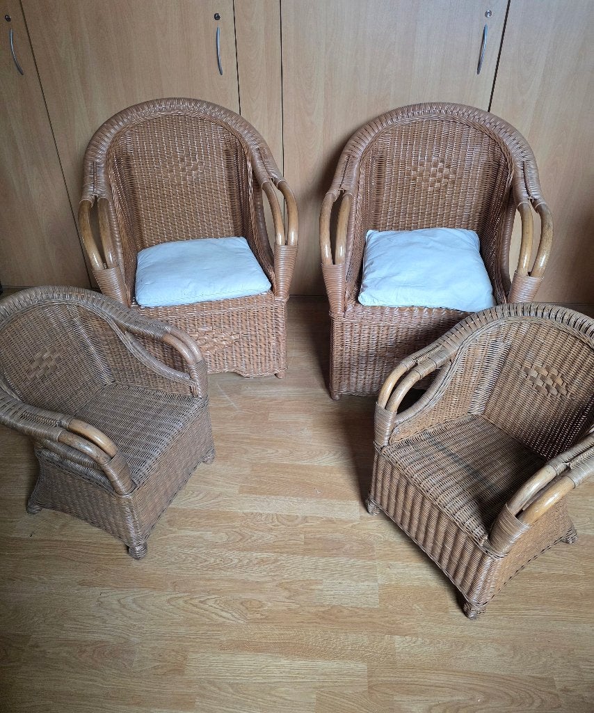 Rotan stoelen, Huis en Inrichting, Ophalen, Bruin, Riet of Rotan, Zo goed als nieuw