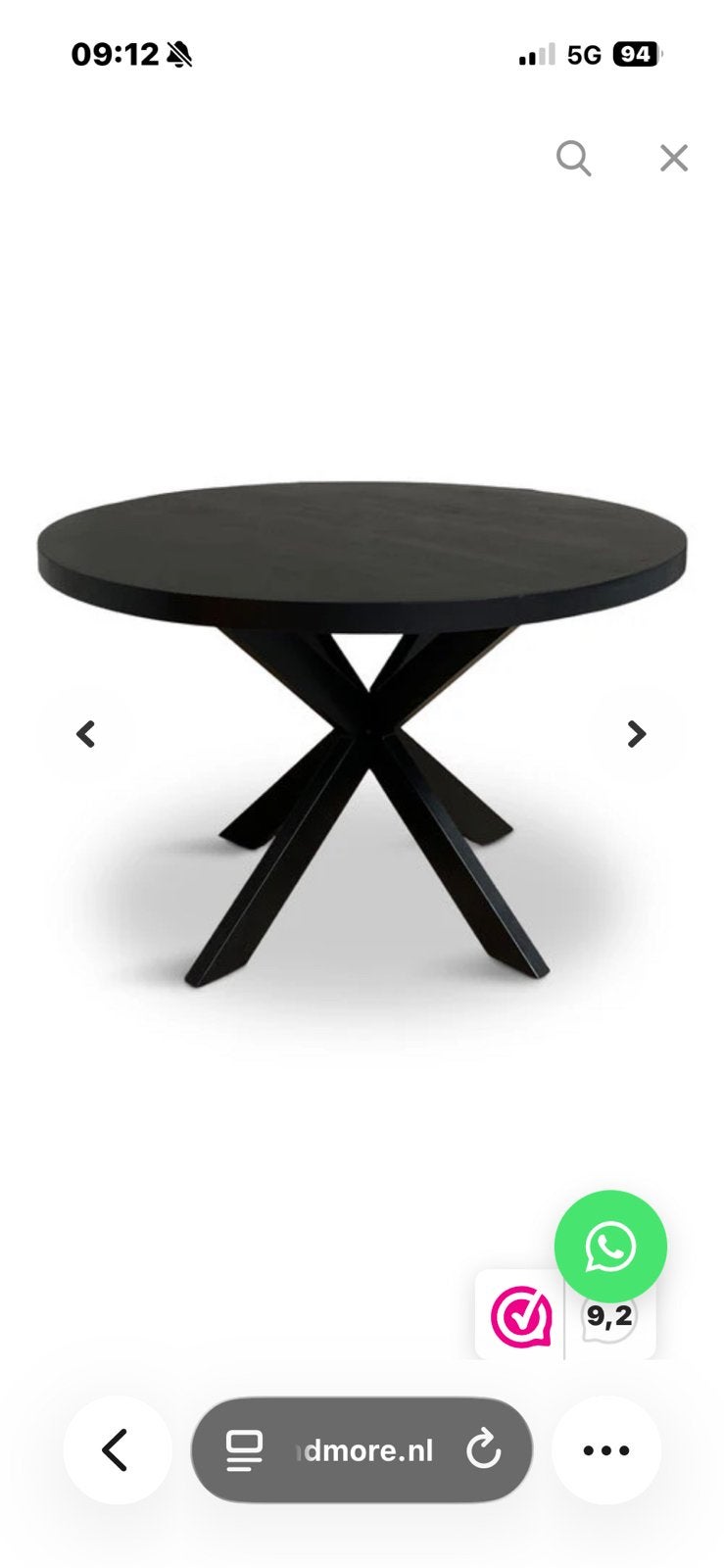 Te koop een zwarte ronde eettafel, Huis en Inrichting, Tafels | Eettafels, Ophalen, 100 tot 150 cm, Rond, Nieuw