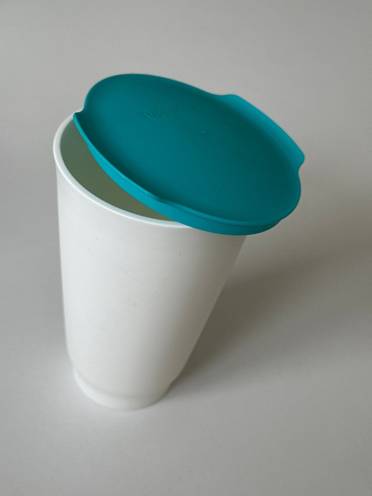 Tupperware Allegra Beker 450ml Wit Turquoise, Wit, Beker of Kan, Nieuw, Ophalen of Verzenden