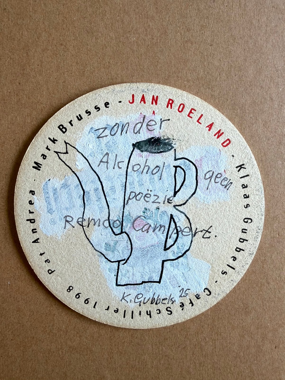 Klaas Gubbels - bierviltje met tekening, Ophalen of Verzenden